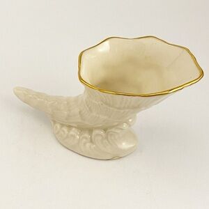 Lenox Cream and Gold Cornucopia Vase
